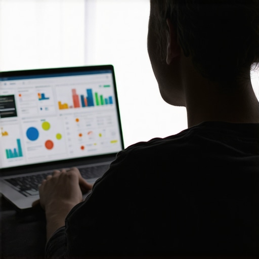 Person reviewing SEO data and maps on a laptop