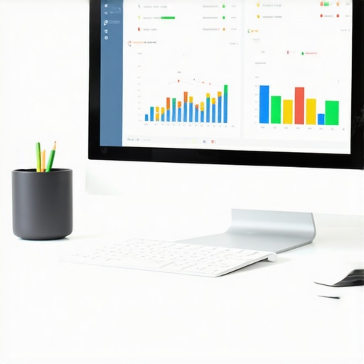Close-up of a computer monitor displaying local SEO analytics dashboards and graphs.