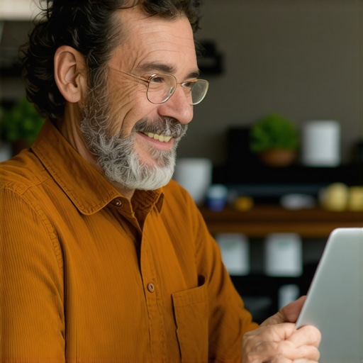Business owner updating Google profile on a laptop