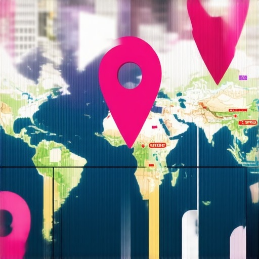 An innovative digital graphic showing maps with upward trending graphs and location markers accelerating forward.