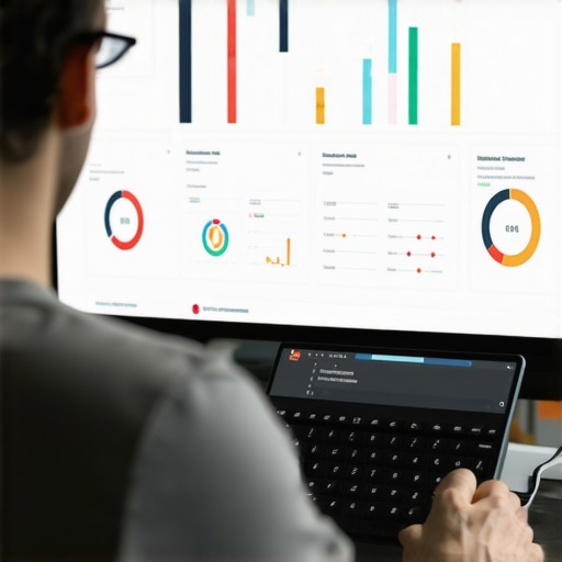 Person analyzing geofencing data on a digital dashboard for local SEO optimization